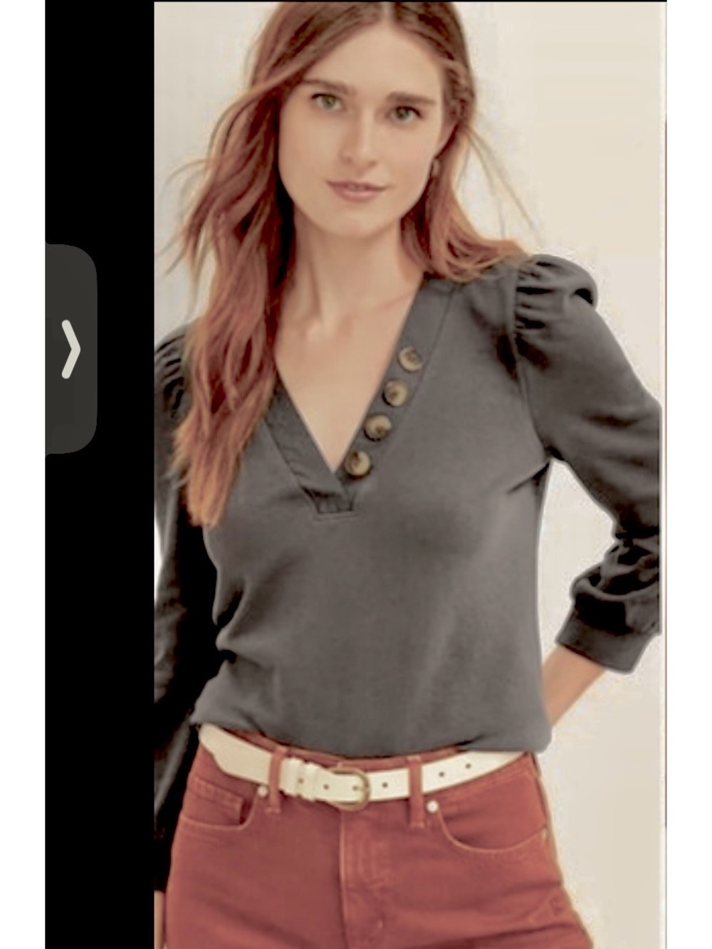 Loft V-Neck 💯% cotton Puff Sleeve Top